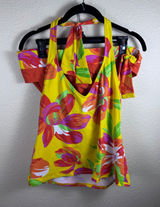 La Blanca Floral Halter Tankini Two Piece Swimsuit Women 14‎ Stretch Tropical Photo 0
