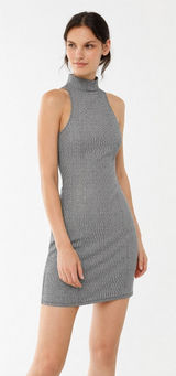 NWT Urban Outfitters Mini‎ Dress Mock Neck Sleeveless Fitted Black White Medium Photo 0