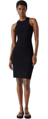 & OTHER STORIES Fitted Black‎ Ribbed Open Back Midi Dress Size Small Photo 0