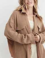 Aerie LumberJane Waffle Shirt Shacket XL Oversized Button Down Slouchy Photo 0