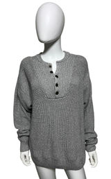 RedHead Womens Gray Chunky Knit Henley Sweater Button Neck Cotton Blend Size M Photo 0