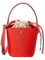 TORY BURCH EMERSON Mini Drawstring Bucket Leather Crossbody Red Bag Photo 0