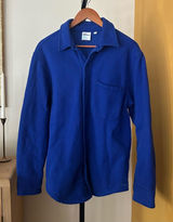 Aritzia TNA Cozy Fleece Boyfriend Fit Shacket Button Up Shirt Pocket Blue Size M Photo 0