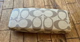 Coach Signature Monogram Hard Eyeglass Case Tan Brown Clamshell with Cloth EUC Photo 0