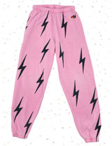 Aviator Nation Pink All Over Black Bolt Sweatpant Joggers Lounge Gym Fit Size XS Photo 0