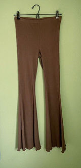 Aerie Kick It Rib Knit Flare Pants Size M Brown Bootcut Kickboot Lettuce Photo 0