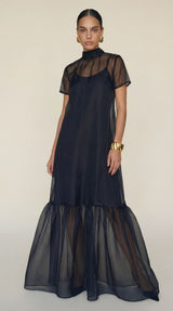 NWT Few Moda Melody Maxi Dress size L Black Mesh Caara Photo 0