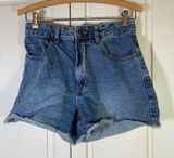 Cotton On High Rise Mom Denim Shorts Medium Wash Blue Size 4 US Frayed Hem Photo 0
