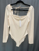 Topshop Bodysuit Women's 8-10 Ivory Long Sleeve Square Neck Polyester Blend B4 Photo 0