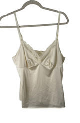 Vanity Fair Cream Lace Satin Babydoll‎ Tank Top Y2K Vintage Womens 38 Large Photo 0