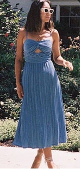 Song of Style Pleated Midi‎ Dress Women's Size XS Lapis Blue Wedding Guest Photo 0