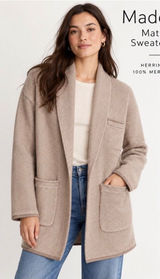 Madewell Mattson Herringbone Sweater Coat Cardigan 100% Merino Wool Sz S Blazer Photo 0