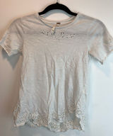 Free People white eyelet top sz XS tp preppy whimsical school casual festival Photo 0