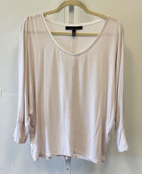 White House Black Market Nude Pink Dolman Sleeve Scoop Neck Chain Trim Top Med Photo 0