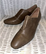 ALL BLACK Womens Taupe Leather Silver Metallic Block Heel‎ Shooties Size 39 8.5 Photo 0