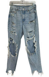American Eagle Destroyed Light Wash Mom Jean Comfort Stretch Waist - Size 6 Photo 0