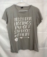 Anvil women’s gray white‎ relaxed short sleeve coffee mom cotton casual tshirt L Photo 0