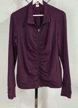 Lucy Power Women’s Track Jacket Full Zip Red Plum Ruched Yoga Athletic Size XL Photo 0