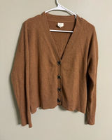 Aspen Cardigan Sweater Womens Size XL Tan Beige Merino Wool Button Front Classic Photo 0