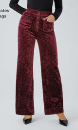 Halara NWT High Waisted Button Straight Leg Casual Pants Velvet Burgundy Size XL Photo 0