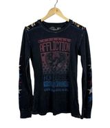 VINTAGE Y2K Affliction Breakdown American Thermal Graphic Top Grey/Blue/Red XS Photo 0
