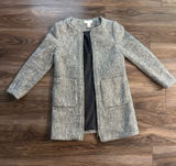 H&M Wool Blend Gray Herringbone Longline Coat Photo 0