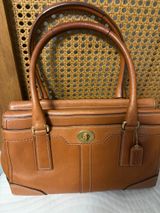 Vintage Coach Medium Hampton Leather Turnlock Carryall Satchel Acorn Brown 11047 Photo 0