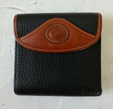 Vintage Dooney & Bourke Leather Card Wallet w/Kiss Lock Coin Purse Black & Brown Photo 0