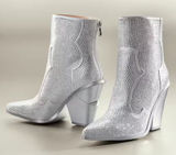 Silver Embellished Ankle Booties - Women Photo 0