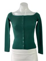 Abercrombie & Fitch Green Rib Knit Boat Neck Long Sleeve Crop Sweater Top Sz XS Photo 0