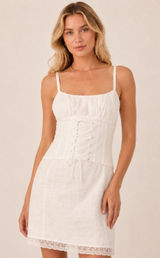 NWT Reformation Ainsley Linen Mini Dress Ivory Size 4 Photo 0