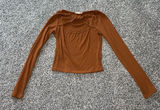 Lush Women's Brown Long Sleeve Crop Top size small‎ Photo 0