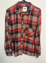 Aerie Wm Med Plaid Button Up Long Sleeve Red Blue Yellow White Fall Autumn Camp Photo 0