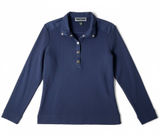 Karen Scott Sport Navy Textured Pullover Long Sleeve Collared Shirt Top Size S Photo 0
