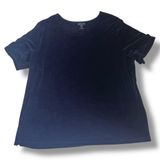 Citiknits | Navy Blue Stretch Velour Tee | 2X Photo 0