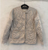 Abercrombie & Fitch Quilted Liner Jacket Womens Small Tan Beige Fleece Snap Photo 0