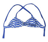 Aerie Womens Swimwear Bikini Top Size Small‎ Blue Silver Striped Swim Photo 0
