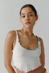 Urban Outfitters BDG Carmen Purple Asymmetrical Rainbow Trim Crop Tank Top Photo 0