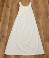 🌟Vtg🌟 Embroidered Empire Waist Maxi Knit Night Gown White / Blue Sz M Photo 0
