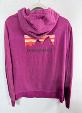 Patagonia Full Zip Hoodie Organic Cotton Graphic Logo Women's Large Purple Photo 0