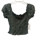 NWT Ten Sixty Sherman shirt Nordstrom Small Green Crop‎ Lace STRETCHY NEW Photo 0
