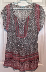 Maurices Women's Baby Doll Blouse Elastic‎ Waist Size L 28" Long x 20" PTP Photo 0
