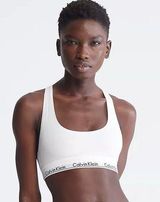 White Cotton Racerback Bralette Photo 0