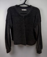 Hollister Charcoal Gray Fuzzy Knit Button Front Cardigan Sweater Womens Medium Photo 0
