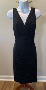 White House Black Market Ruched Dress Satin Chiffon Black Size 10 Photo 0
