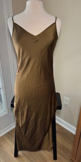 House of Harlow Bronze Brown Midi Autumn Wedding Guest Dress Size Small Slip Photo 0