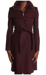 $360 Sam edelman belted wool coat in rich plum size 8 Photo 0