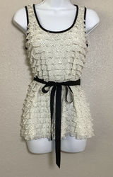 A'Gaci Vintage Y2K Polka Dot Ruffle Retro Preppy Twee Stretch Bow Detail Blouse L Photo 0
