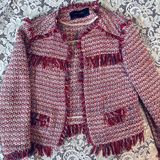 M Red, White, and Blue Blazer With Fun Fringe Details Photo 0