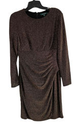 Lauren Ralph‎ Lauren Metallic Gold Black Ruched Sheath Dress Size 10 Photo 0